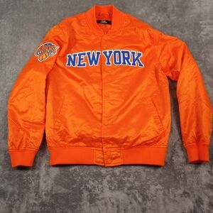 New York Unisex Orange Bomber Jacket Size Large
